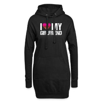Ich liebe meine Freundin Herz, meine Freundin Vintage - Hoodie-Kleid - Schwarz - Vorne