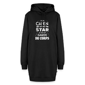 Mon chien est ma star et je suis son garde - Sweat-shirt à capuche long Femme - noir - Devant