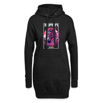 Tokio Asien 80er Japanischer Retro Drache Drachen - Hoodie-Kleid - Schwarz - Vorne