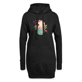 Axolotl Niedlicher Boba Bubble Tea Kawaii - Hoodie-Kleid - Schwarz - Vorne