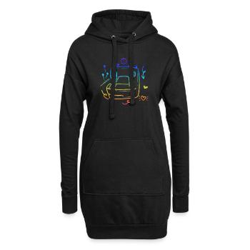 Couturière couturière de machine à coudre colorée couturière matelassée - Sweat-shirt à capuche long Femme - noir - Devant