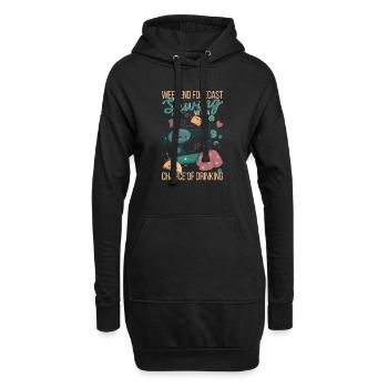 Prévisions du week-end couture avec une chance de boire - Sweat-shirt à capuche long Femme - noir - Devant