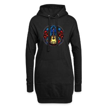 Conception de guitare en mosaïque de verre - Art de guitare unique - Sweat-shirt à capuche long Femme - noir - Devant