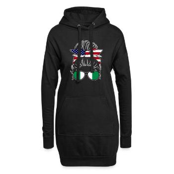 Super chignon désordonné de fille américaine nigériane pour - Sweat-shirt à capuche long Femme - noir - Devant