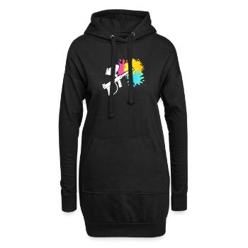 Paintball Waffe Silhouette Airsoft Fan Malerei - Hoodie-Kleid - Schwarz - Vorne