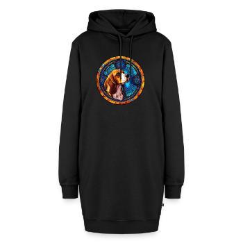 Glasmalerei - Stilvoller bunter Beagle - Hoodie-Kleid - Schwarz - Vorne
