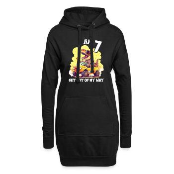 T-Rex conduit un camion monstre J’ai 7e anniversaire - Sweat-shirt à capuche long Femme - noir - Devant