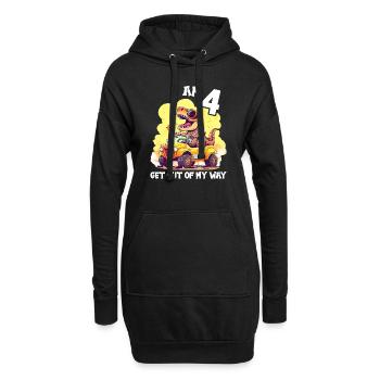 T-Rex conduit un camion monstre J’ai 4e anniversaire - Sweat-shirt à capuche long Femme - noir - Devant