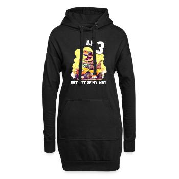 T-Rex Drives Monster Truck I'm 3rd Birthday - Hoodie Dress - black - Front