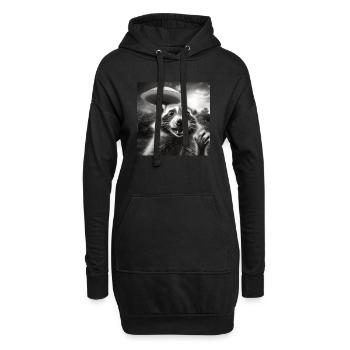 Lustig Erschrecktes Waschbär Selfie UFO Alien - Hoodie-Kleid - Schwarz - Vorne