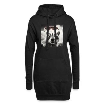Lustig Erschrecktes Waschbär Selfie UFO Alien - Hoodie-Kleid - Schwarz - Vorne