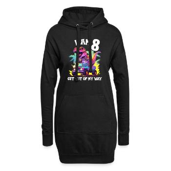 T-Rex conduit un camion monstre J’ai 8e anniversaire - Sweat-shirt à capuche long Femme - noir - Devant