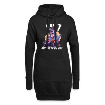 T-Rex conduit un camion monstre J’ai 7e anniversaire - Sweat-shirt à capuche long Femme - noir - Devant