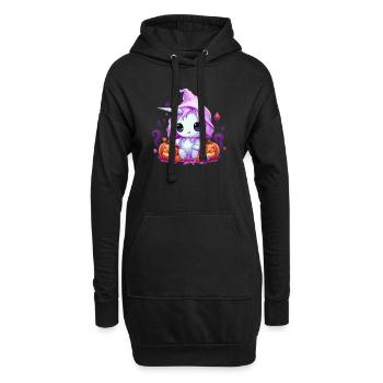 Einhorn Halloween Kürbis Kawaii - Hoodie-Kleid - Schwarz - Vorne