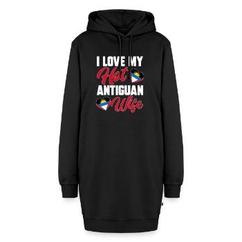 Antigua und Barbuda Flagge - Hoodie-Kleid - Schwarz - Vorne
