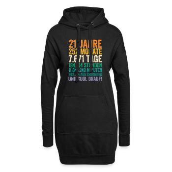 21 Jahre Einundzwanzigster Geburtstag - Hoodie-Kleid - Schwarz - Vorne