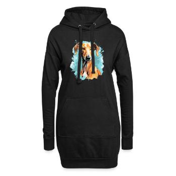 Chien Azawakh - Sweat-shirt à capuche long Femme - noir - Devant