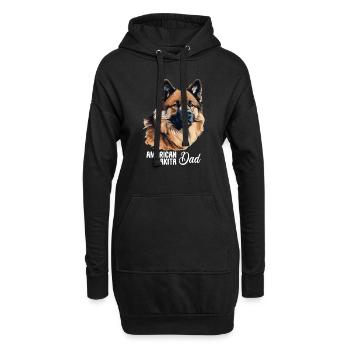 Hund American Akita - Hoodie-Kleid - Schwarz - Vorne