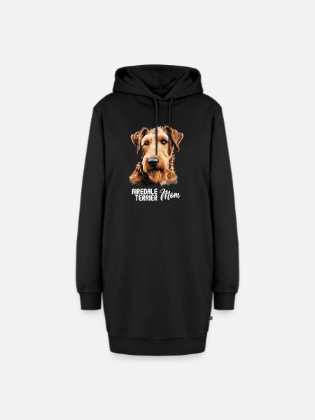 Hund Airedale Terrier - Hoodie-Kleid - Schwarz