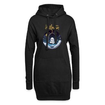 Niedlicher Geist schaukelt zu Halloween am Himmel - Hoodie-Kleid - Schwarz - Vorne