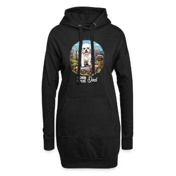 Hund Bichon Friesé - Hoodie-Kleid - Schwarz - Vorne