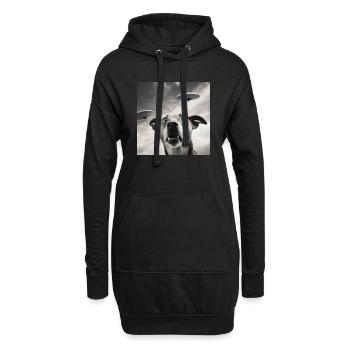 Selfie Ufo Hund Lustiger Alien Ufo Hunde Liebhaber - Hoodie-Kleid - Schwarz - Vorne