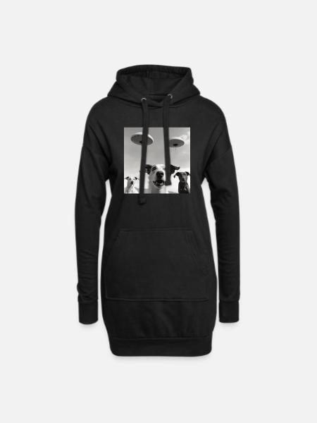 Selfie Chien OVNI Drôle Alien Ovni Amoureux De Chien - Sweat-shirt à capuche long Femme - noir