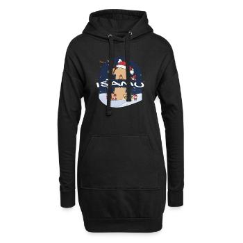 Nom génial d’Isamu w chapeau de père Noël dans le thème de Noël - Sweat-shirt à capuche long Femme - noir - Devant