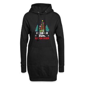 Ich bin nur zum essen hier Heiligabend - Hoodie-Kleid - Schwarz - Vorne