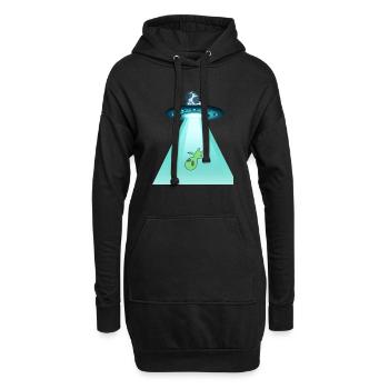 Lustige Kuh entführt Alien in Raumschiff - Hoodie-Kleid - Schwarz - Vorne