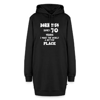 Né en 1954 depuis 70 ans j’en fais 70. Motif d’anniversaire - Sweat-shirt à capuche long Femme - noir - Devant