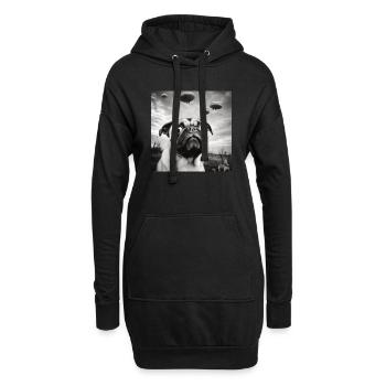 Selfie Mops Ufo Hund Lustige Alien Ufo - Hoodie-Kleid - Schwarz - Vorne