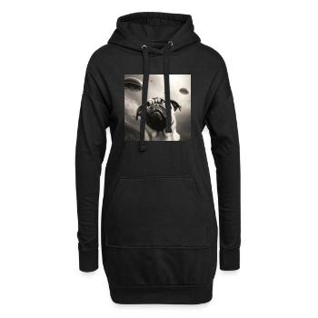 Selfie Mops Ufo Hund Lustige Alien Ufo - Hoodie-Kleid - Schwarz - Vorne