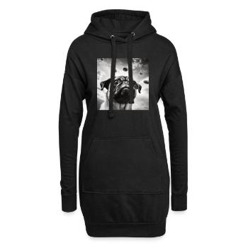 Selfie Mops Ufo Hund Lustige Alien Ufo - Hoodie-Kleid - Schwarz - Vorne