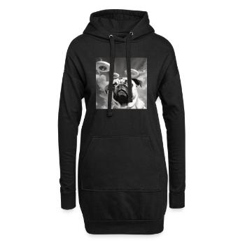 Selfie Mops Ufo Hund Lustige Alien Ufo - Hoodie-Kleid - Schwarz - Vorne