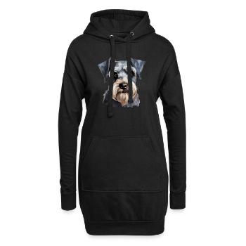 Schnauzer - Hoodie-Kleid - Schwarz - Vorne