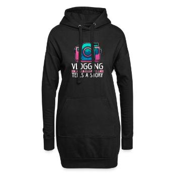 Vlogging where every Frame tells a Story - Hoodie-Kleid - Schwarz - Vorne