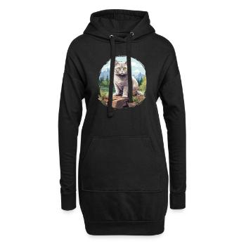 British Shorthair - Sweat-shirt à capuche long Femme - noir - Devant