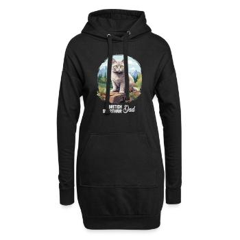 British Shorthair - Sweat-shirt à capuche long Femme - noir - Devant