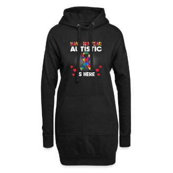 Autismusbewusstsein Unterstützen Autistische - Hoodie-Kleid - Schwarz - Vorne