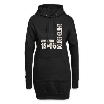 Novembre 1946 Edition Limitée 77 Ans Homme Femme - Sweat-shirt à capuche long Femme - noir - Devant