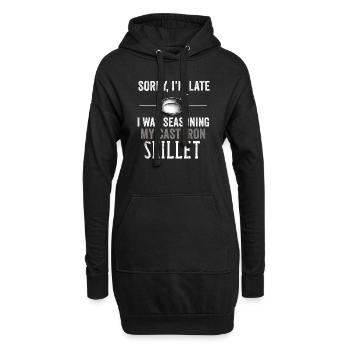 Gusseisen Pfanne Liebhaber Braten Pfanne Lustiges Kochen - Hoodie-Kleid - Schwarz - Vorne