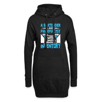 Un barman juste un pharmacien avec une inventivité limitée - Sweat-shirt à capuche long Femme - noir - Devant