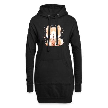 Kawaii Corgi Dog Drinks Boba Bubble Tea Chibi - Sweat-shirt à capuche long Femme - noir - Devant