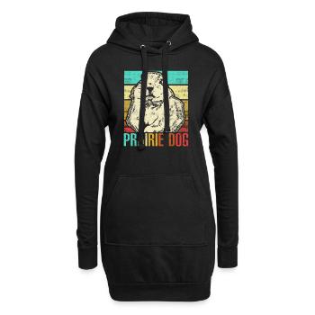 Chien de prairie - Sweat-shirt à capuche long Femme - noir - Devant