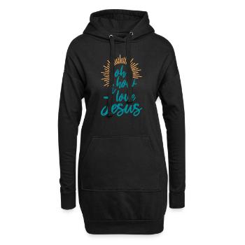 Oh comme j’aime Jésus, la foi chrétienne Jésus - Sweat-shirt à capuche long Femme - noir - Devant