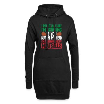 Fleischbällchen Italien Italienisches Essen - Hoodie-Kleid - Schwarz - Vorne