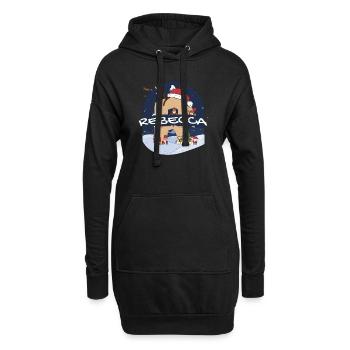 Génial Rebecca nom w chapeau de père Noël dans le thème de Noël - Sweat-shirt à capuche long Femme - noir - Devant