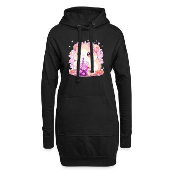 Kawaii Hamster trinkt Boba Bubble Tea Chibi - Hoodie-Kleid - Schwarz - Vorne