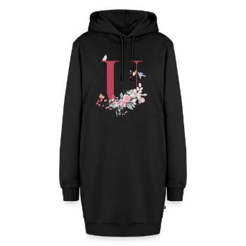 Lettre u floral -idée cadeau - Sweat-shirt à capuche long Femme - noir - Devant